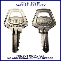 Nice N1010 electric gate pre-cut metal manual release key