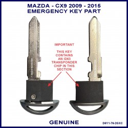 Mazda CX9 2009-2015 ID63 DST40 emergency key for smart remote key - genuine