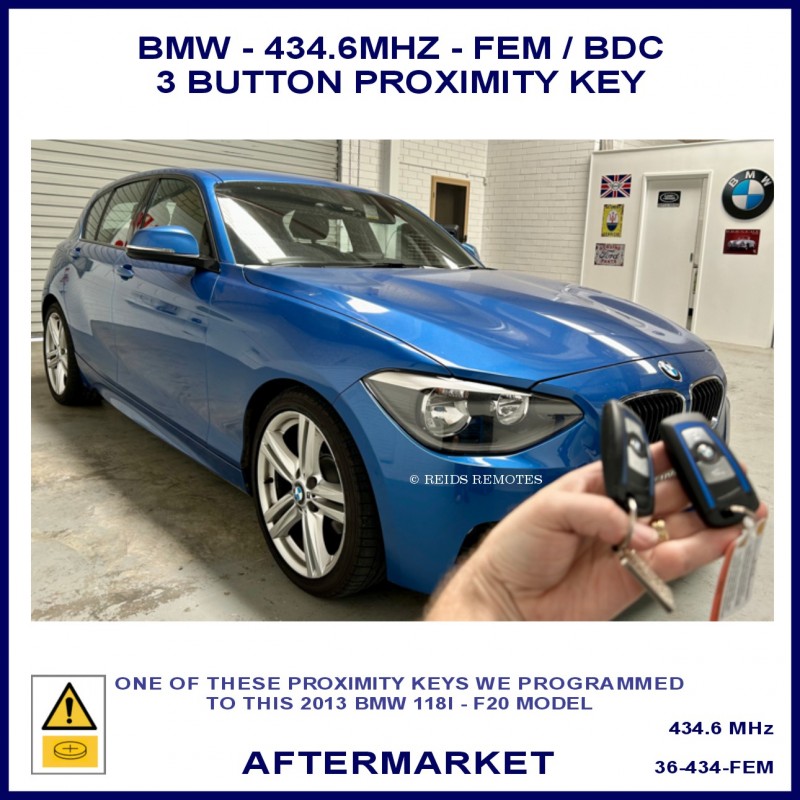 BMW 1 2 3 4 X3 X4 F Chassis 434 6 MHz FEM 3 Button Proximity Remote BMW 1 2 3 4 X3 X4 F Chassis 434 6 MHz FEM 3 Button Proximity Remote