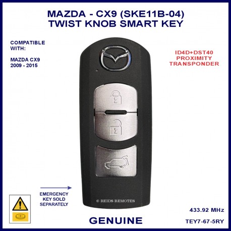 Mazda CX9 2009 - 2015 - 3 button genuine TEY7-67-5RY twist knob proximity remote