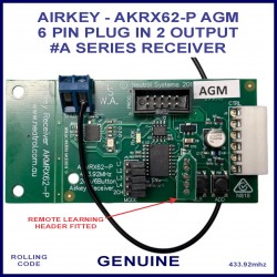 Airkey AGM AKRX62-P plug in 2 relay output receiver for A series remotes