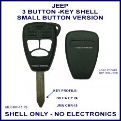 Jeep 3 button remote key shell kit only - small button version