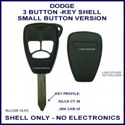 Dodge 3 button remote key shell kit only - small button version