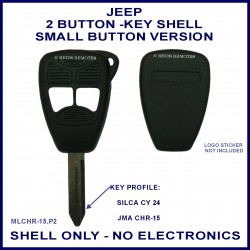 Jeep 2 button remote key shell kit only - small button version