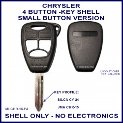 Chrysler 4 button remote key shell kit with panic - small button version