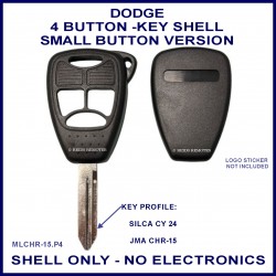 Dodge 4 button remote key shell kit with panic - small button version