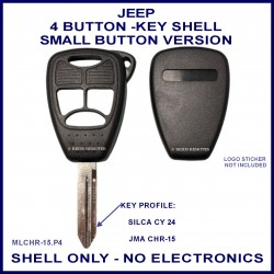 Jeep 4 button remote key shell kit with panic - small button version