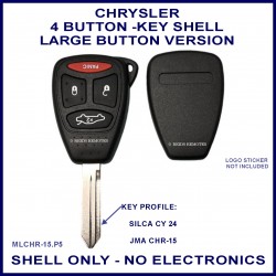 Chrysler 4 button replacement key shell kit only - large button version