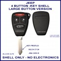 Jeep 4 button replacement key shell kit only - large button version