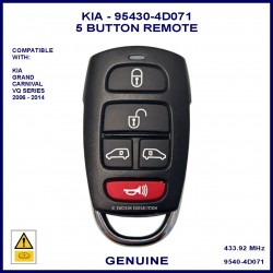 KIA Grand Carnival VQ petrol model genuine 5 button remote fob 95430-4D071