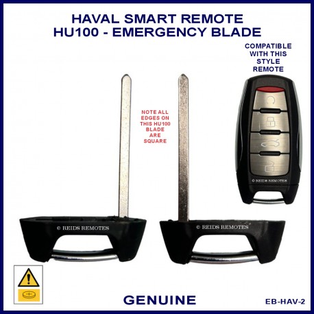 Haval HU100 proximity remote - emergency key blade