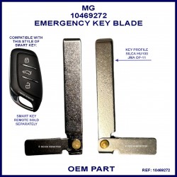 MG HS & ZS smart remote emergency key blade 10469272