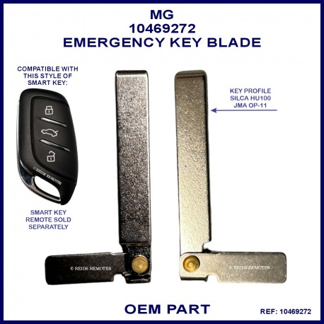 MG HS & ZS smart remote emergency key blade 10469272