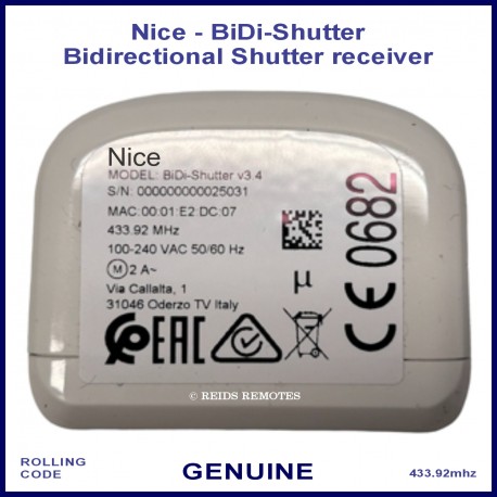 Nice BiDi Shutter interior bidirectional interface for tubular motor