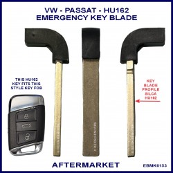 VW Passat HU162 emergency key blade to fit 3 button smart key