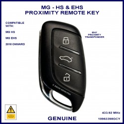 MG HS & EHS EV ID47 genuine proximity key light blue highlight on back 434 MHz