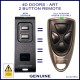 Image shows the 4D Doors ART 2 remote on the left and the old Victory 4 button remote with a GREEN LED which it can replace