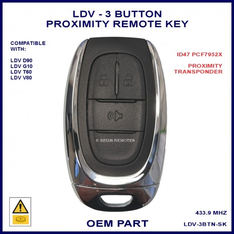 LDV T60 2017 onward 3 button OEM smart proximity remote key
