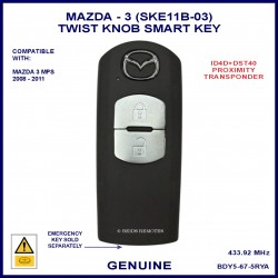 Mazda 3 MPS 2008 - 2011 - 2 button genuine BDY5-67-5RYA twist knob SKE11B-03 proximity remote