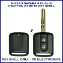 Nissan Dualis, Navara & Pathfinder 2 button remote head replacement key shell
