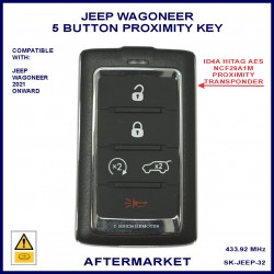 Jeep Wagoneer 2021 onward 5 button ID4A HITAG-AES keyless go 433 MHz ASK