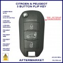 Peugeot 308 508 3008 Expert & Partner 3 button ID4A flip key