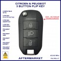Citroen Berlingo C3 C4 Cactus & Despatch 3 button ID4A flip key with light button