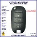 Peugeot 308 508 3008 Expert & Partner 3 button ID4A flip key with boot button