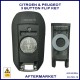 Image shows the battery cover removed from the back of this aftermarket Citroen & Peugeot flip key
