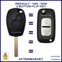 Renault Clio Fluence Kangoo & Master 2 button remote key VA6 or CIT-1 key blade PCF7946