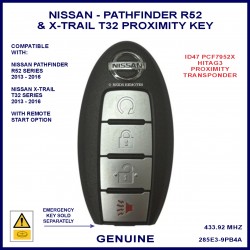 Nissan Pathfinder R52 & X-Trail T32 genuine 4 button smart proximity key