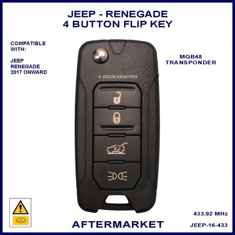	Jeep Renegade 2017 onward 4 button flip key aftermarket