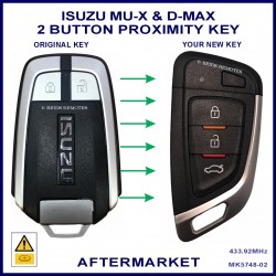 Image shows the original Isuzu fob on the left and the aftermarket fob on the right