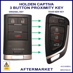 Image shows the original Holden Captiva fob on the left and the aftermarket fob on the right
