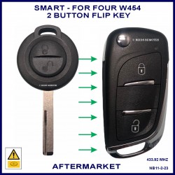 Image shows a genuine key on the left and the flip key you will receive on the right