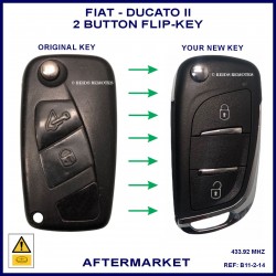 Image shows an original flip key on the left and this new flip key on the right