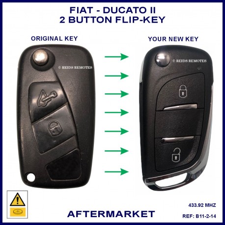 Image shows an original flip key on the left and this new flip key on the right