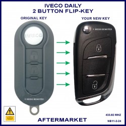 Image shows an original Iveco Daily key on the left and the key you will get on the right