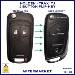 Image shows a genuine Holden Trax key on the left and this aftermarket flip key on the right