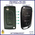 Peugeot 307 HDI 2005 - 2009 VF33 models integrated transponder chip flip key