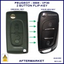 Peugeot 3008 2010 - 2017 VF30 models integrated transponder chip flip key