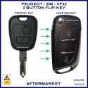 Peugeot 206 2001 - 2010 VF32 models integrated transponder chip flip key