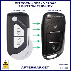 Citroen DS3 2010 - 2016 VF7SA5 models integrated transponder chip flip key