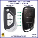 Citroen DS3 2010 - 2016 VF7SA5 models integrated transponder chip flip key