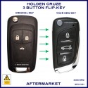 Holden Cruze JG & JH 2008-2016 aftermarket 13504182 3 button flip key