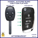 Honda Accord Euro 2008 - 20115 8th Gen 3 button flip key