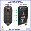 Abarth 595 2015 - 2021 compatible 3 button flip key
