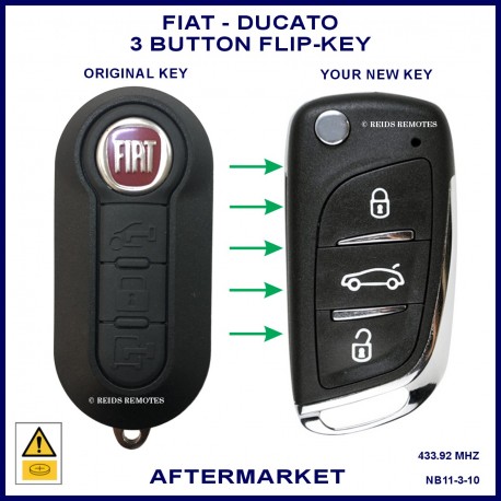 	Image shows an original Fiat Ducato flip key on the left and this aftermarket flip key on the right