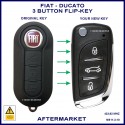 Fiat Ducato 2010 - 2024 compatible 3 button flip key NB11-3
