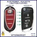Alfa Romeo Giulietta 2012 - 2019 compatible 3 button flip key